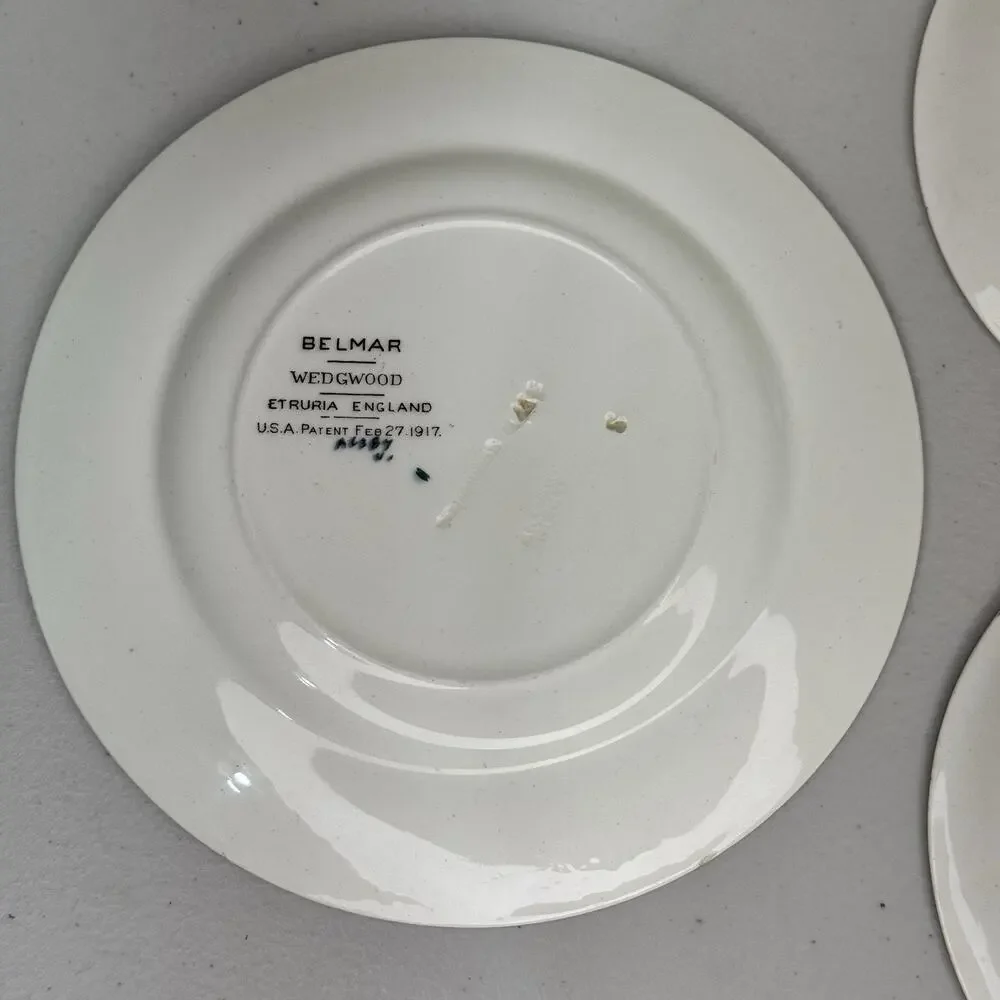 Wedgwood Belmar Plates Set 1917 Antique Dinnerware Floral Basket